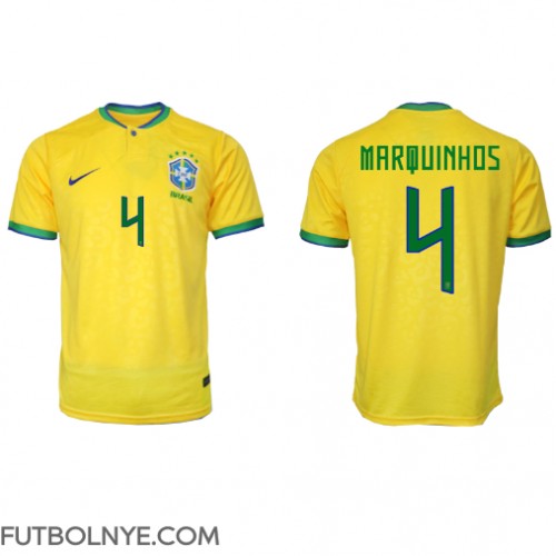 Camiseta Brasil Marquinhos #4 Primera Equipación Mundial 2022 manga corta